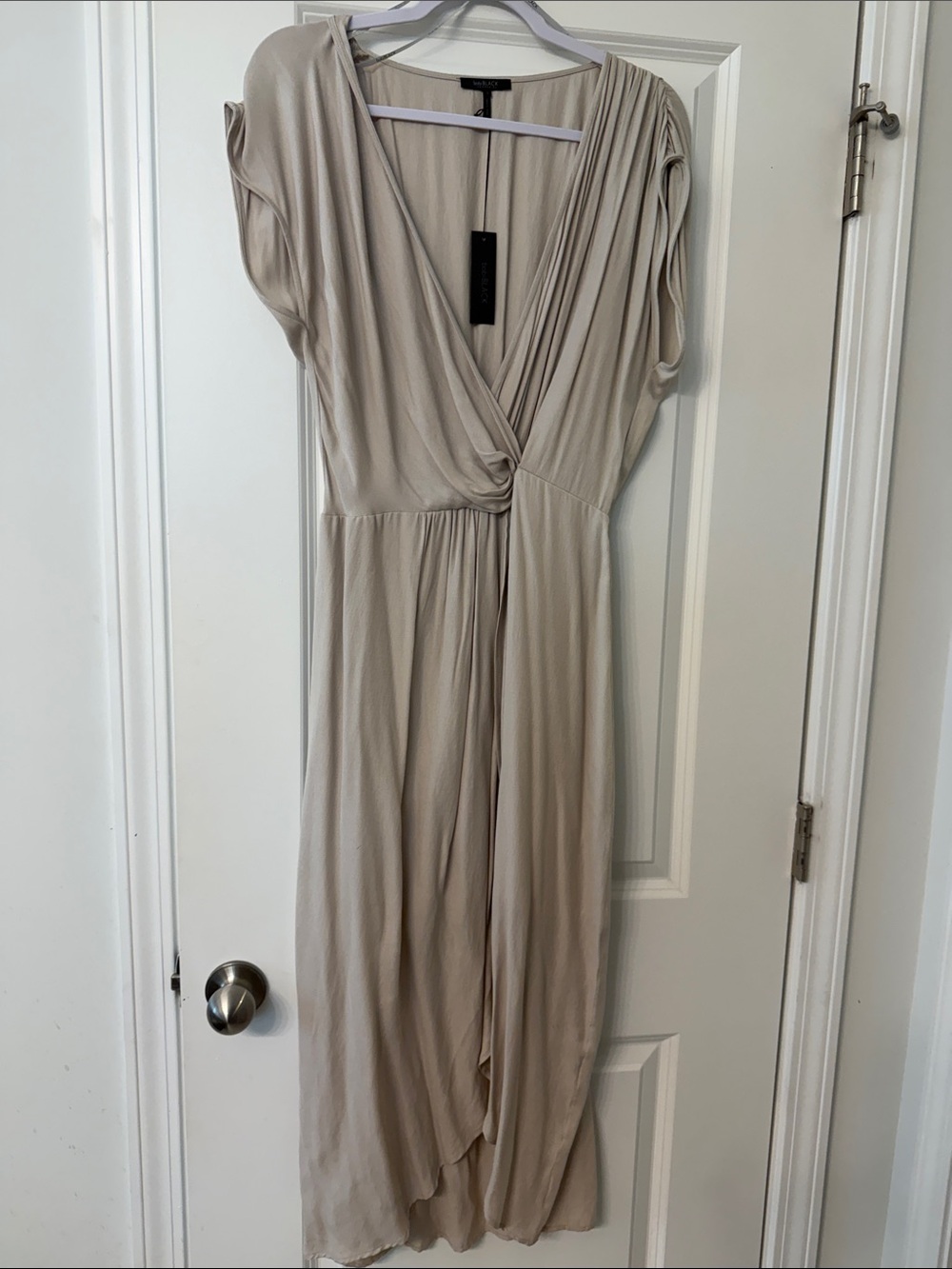 Bobi Black Twist-Front Taupe Maxi Dress - Women -NWT